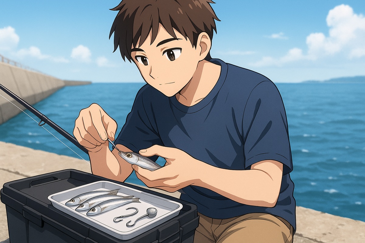 カマス釣りでキビナゴとジグヘッドを組み合わせる