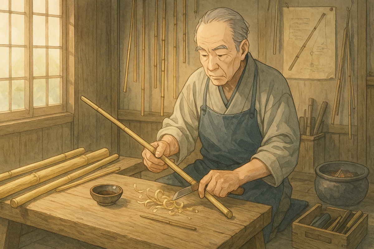伝統的な鮎のしゃくり竿の作り方