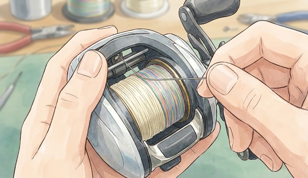 カワハギ用の細糸PEラインを使うための下巻き調整法